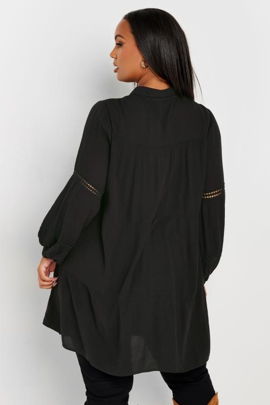 YOURS Plus Size Black Tiered Lace Shirt | Yours Clothing  3