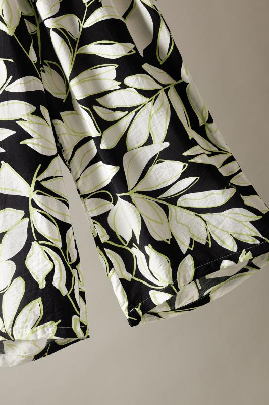 EVANS Plus Size Black Leaf Print Culottes | Evans 8