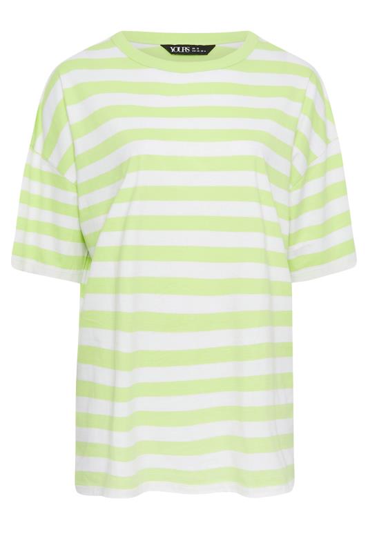 YOURS Plus Size Curve Lime Green Stripe Oversized Boxy T-Shirt | Yours Clothing  6