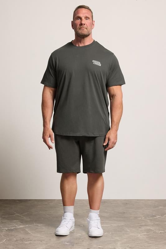 JACK & JONES Big & Tall Grey T-Shirt & Shorts Set | BadRhino 1