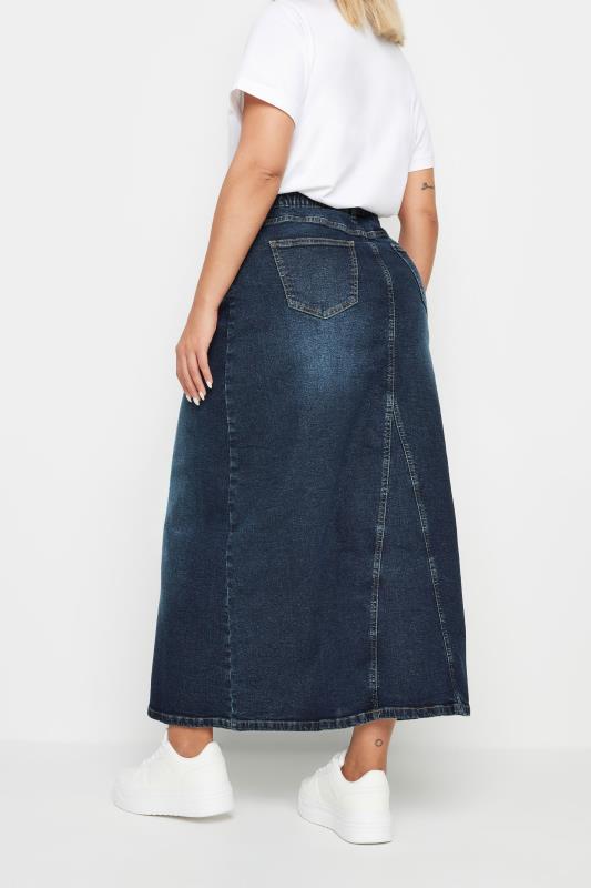 YOURS Plus Size Dark Blue Stretch Denim Maxi Skirt | Yours Clothing 3