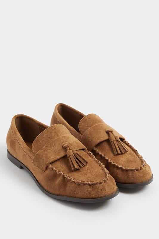  LTS Natural Brown Faux Suede Tassel Loafers In Standard Fit