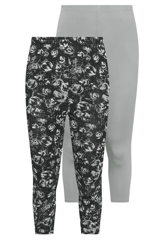  YOURSET 2 PACK Curve Grey Swirl Cropped Leggings