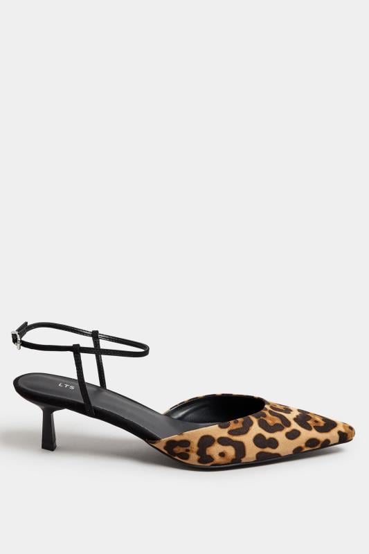 LTS Brown Leopard Print Ankle Strap Kitten Heels In Standard Fit | Long Tall Sally 3