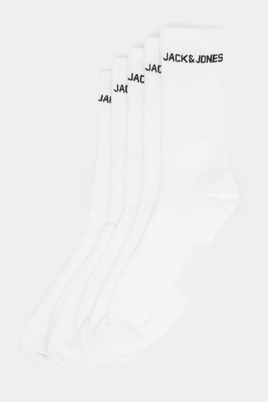 JACK & JONES Big & Tall 5 PACK White Logo Tennis Socks
