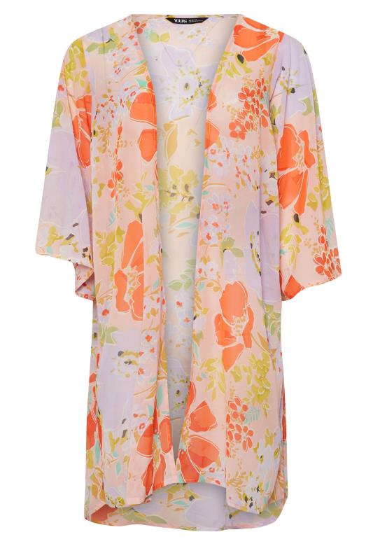 YOURS Plus Size Purple Floral Print Beach Shirt | Yours Clothing 5