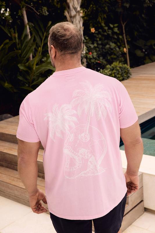 BadRhino Big & Tall Light Pink Acid Wash Graphic T-Shirt