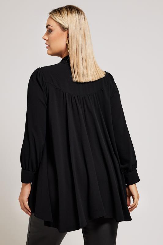 YOURS LONDON Plus Size Black Tie Neck Blouse | Yours Clothing 3