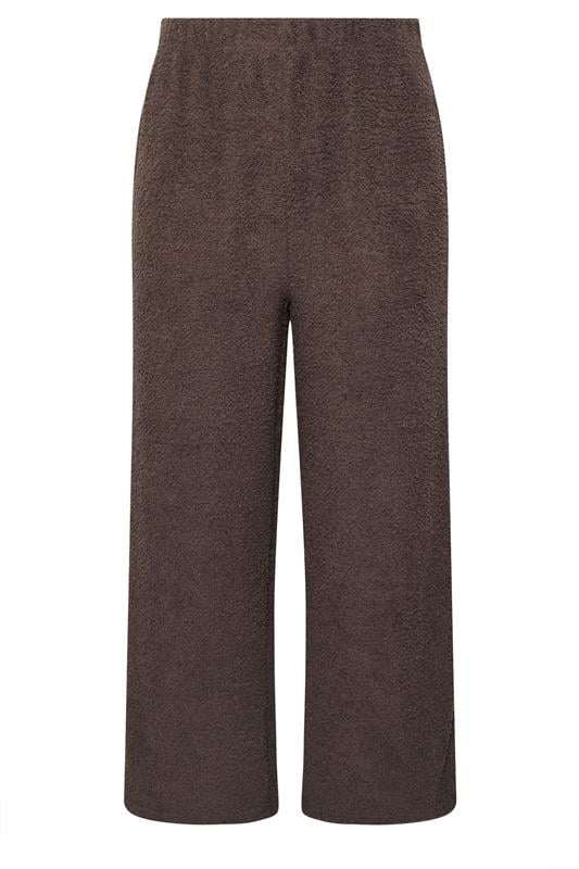 YOURS Plus Size Chocolate Brown Chenille Wide Leg Trousers | Yours Clothing 5