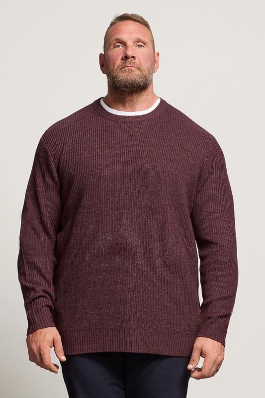 BadRhino Big & Tall Burgundy Red Knitted Jumper