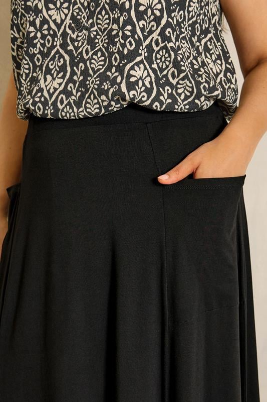 EVANS Plus Size Black Stretch Jersey Midaxi Skirt | Evans