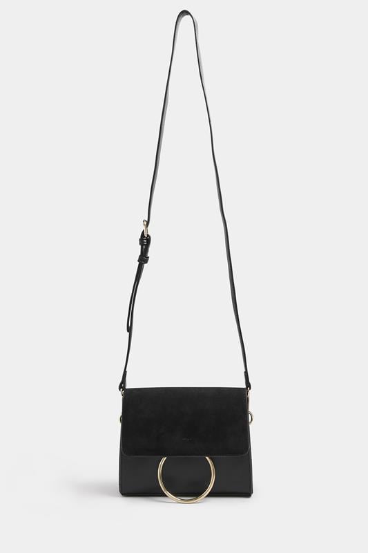  Yours Black Ring Detail Cross Body Bag