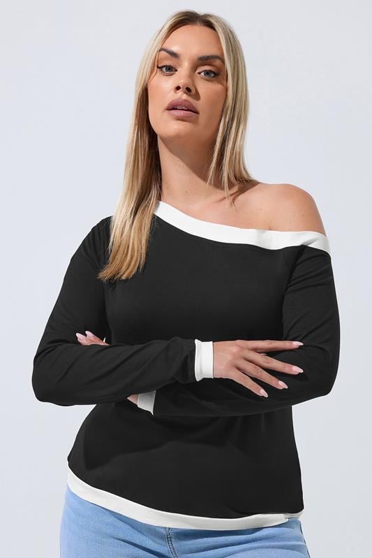  LIMITED COLLECTION Curve Black Contrast Off Shoulder Top