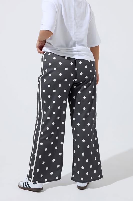 LIMITED COLLECTION Plus Size Black Polka Dot Side Stripe Trousers | Yours Clothing 4