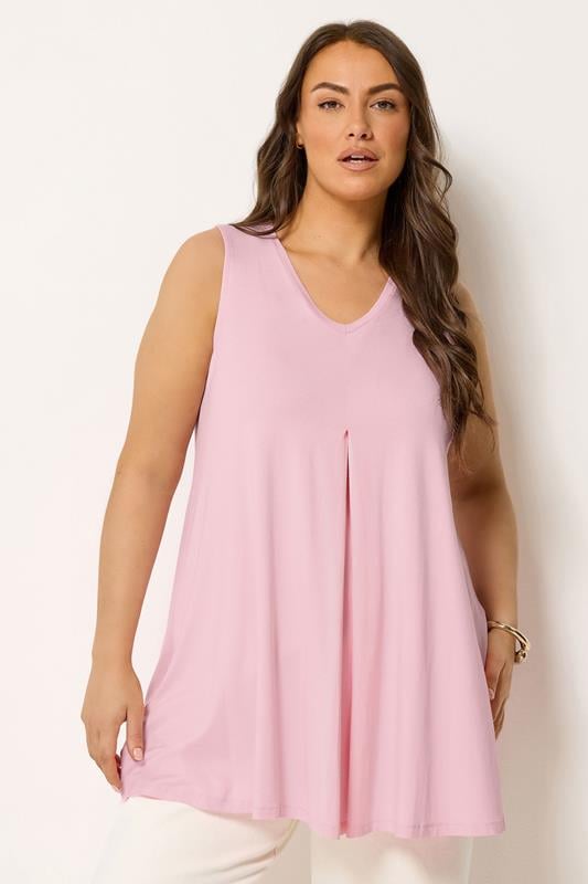  YOURS Curve Light Pink Pleat Front Vest Top