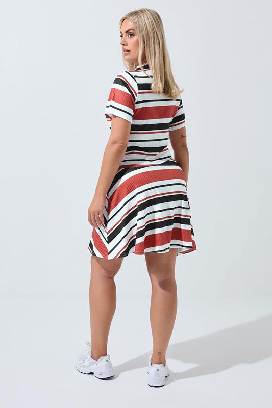 LIMITED COLLECTION Plus Size Red & Black Stripe Mini Swing Dress | Yours Clothing 2