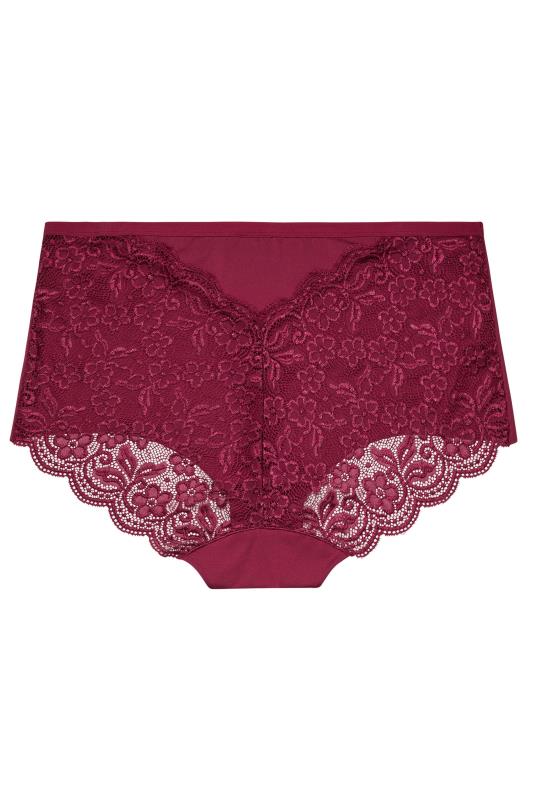 YOURS 3 PACK Plus Size Red & Purple Lace Back High Waisted Knickers | Yours Clothing 10