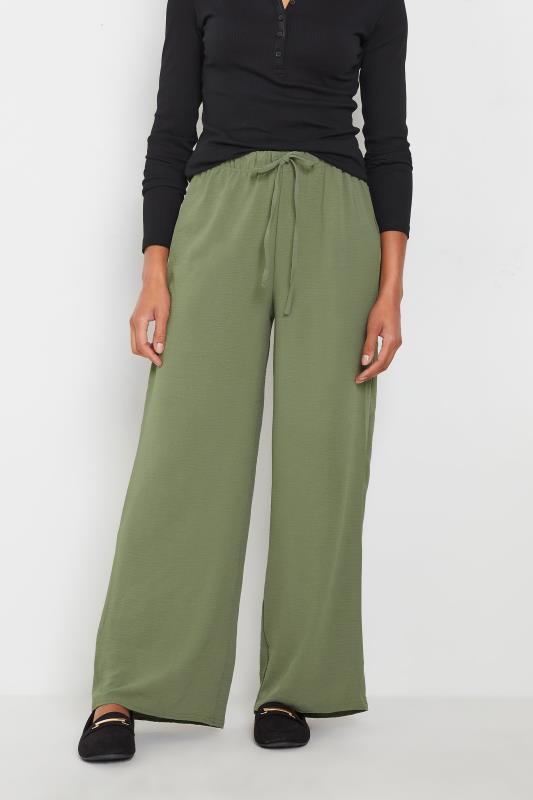 M&Co Khaki Green Crepe Wide Leg Trousers | M&Co 2