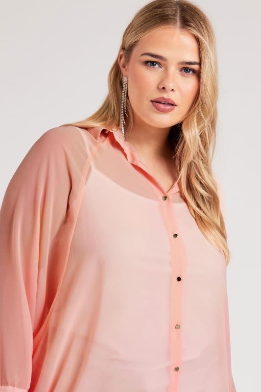 YOURS LONDON Plus Size Pink Longline Batwing Sleeve Shirt  | Yours Clothing 4