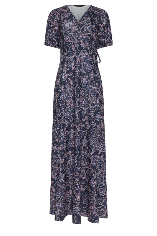 LTS Tall Women's Navy Blue Floral Print Wrap Maxi Dress | Long Tall Sally 6