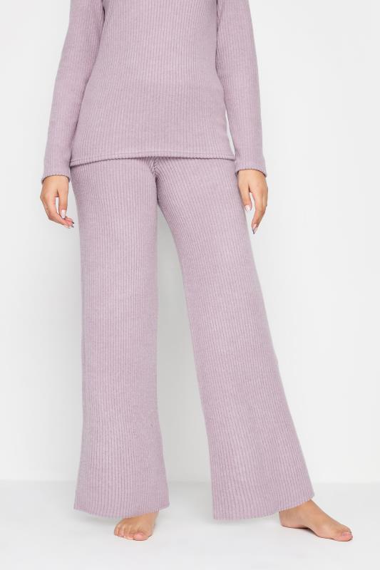 LTS Tall Blush Pink Ribbed Wide Leg Knitted Trousers | Long Tall Sally  1
