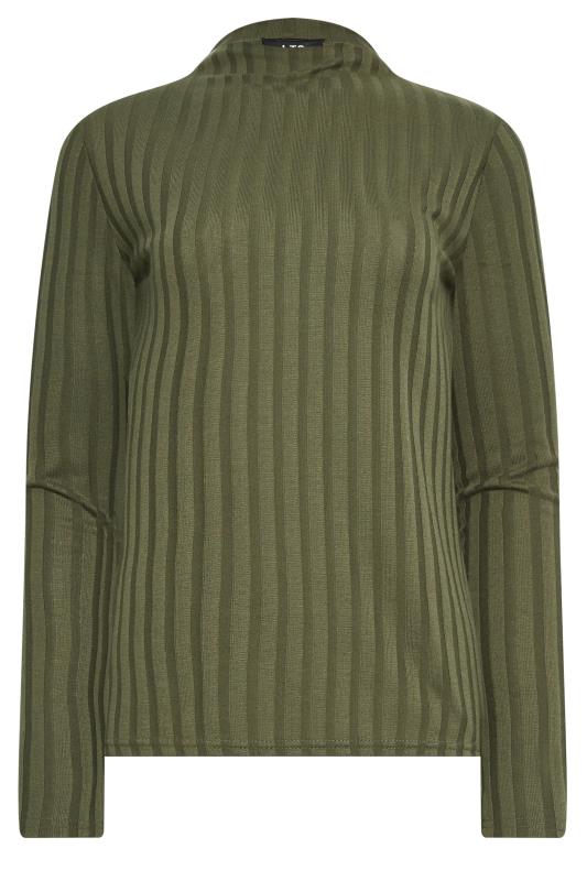 LTS Tall Women's Khaki Green Ribbed High Neck Top | Long Tall Sally 6