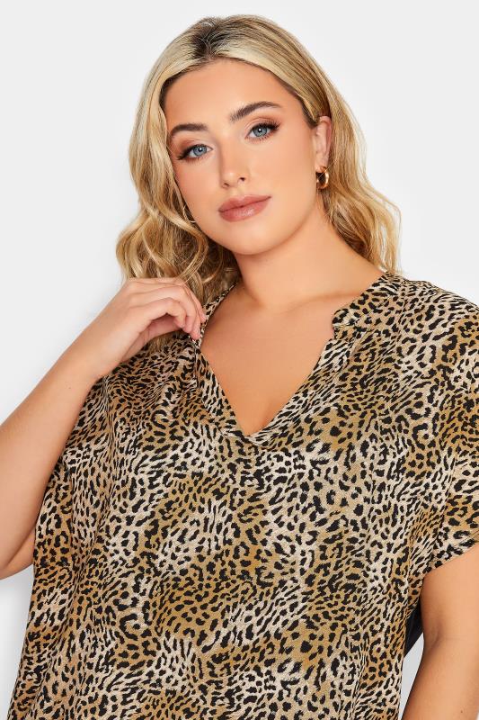 YOURS Curve Plus Size Dark Brown Leopard Print Blouse | Yours Clothing  4