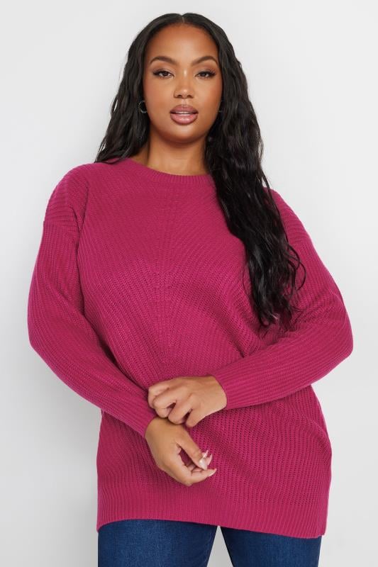 YOURS Plus Size Essential Pink Knitted Jumper | Yours Clothing 1