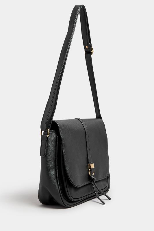 Black Faux Leather Satchel Bag 3