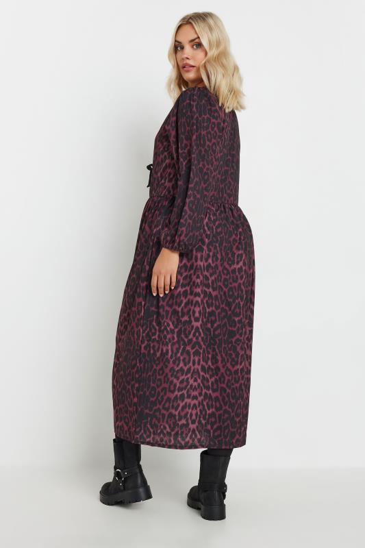 LIMITED COLLECTION Plus Size Burgundy Red Leopard Print Bow Dress | Yours Clothing  3