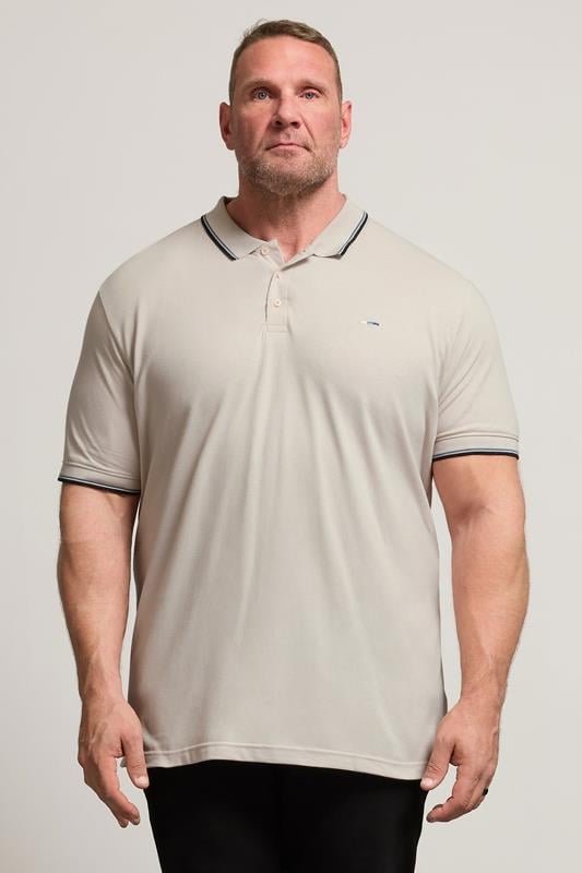 BadRhino Big & Tall Natural Brown Tipped Polo Shirt | BadRhino 1