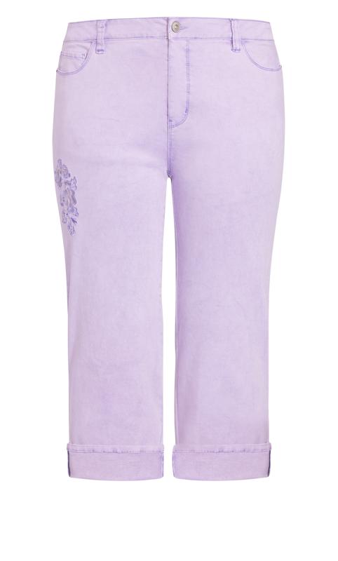 Evans Purple Embroidered Turn Up Denim Jean 6