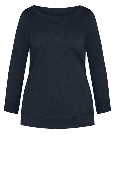 Hi Lo Crew Neck Relaxed Navy Blue Sweat Top 13