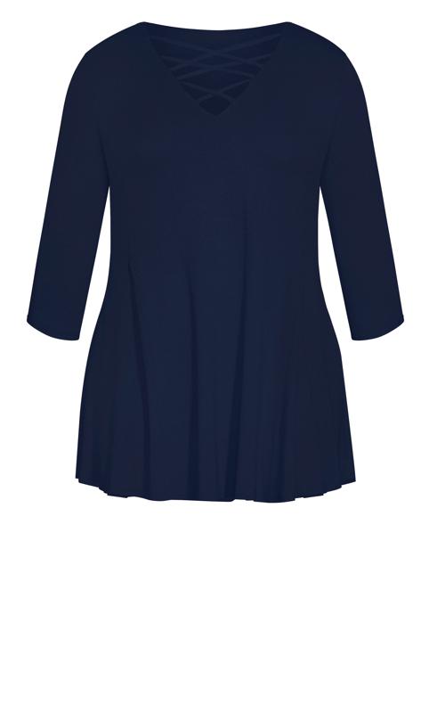 Evans Navy Blue Cross Front Top 7