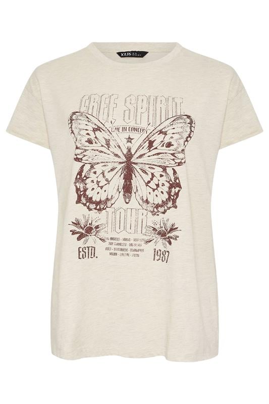 YOURS Plus Size Natural Brown 'Free Spirit' Embellished Graphic T-Shirt | Yours Clothing 5