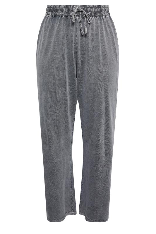 YOURS Plus Size Grey Acid Wash Wide Leg Joggers | Yours Curve 5