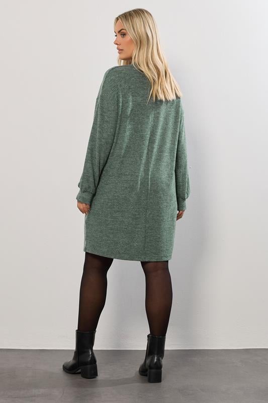 YOURS Plus Size Green Soft Touch Jumper Dress | Yours Clothing 2