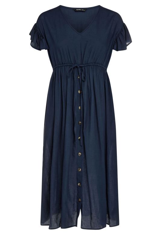 YOURS Plus Size Navy Blue Linen Maxi Dress | Yours Clothing 6