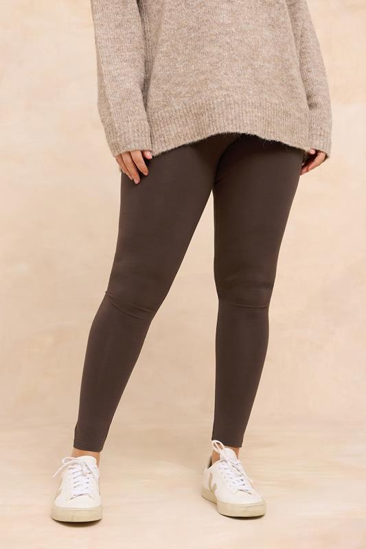 Plus Size  EVANS Curve Chocolate Brown Cotton Stretch Leggings