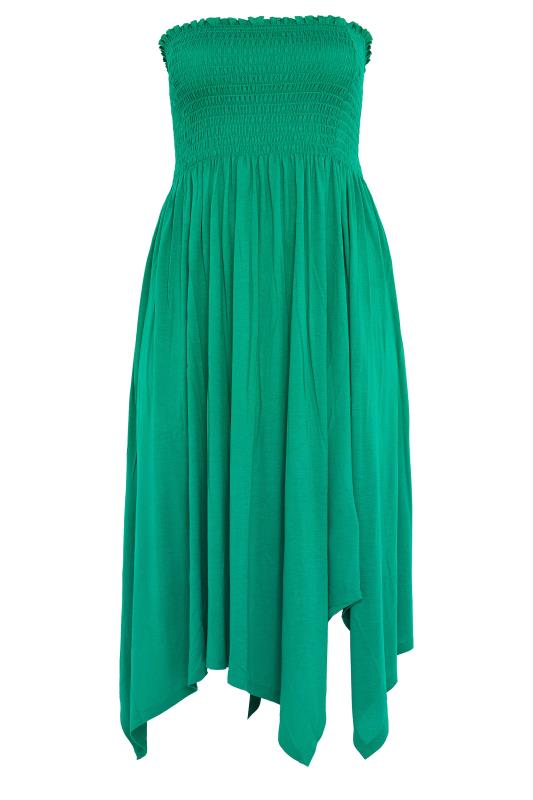 YOURS Plus Size Green Shirred Bandeau Midi Dress | Yours Clothing 6