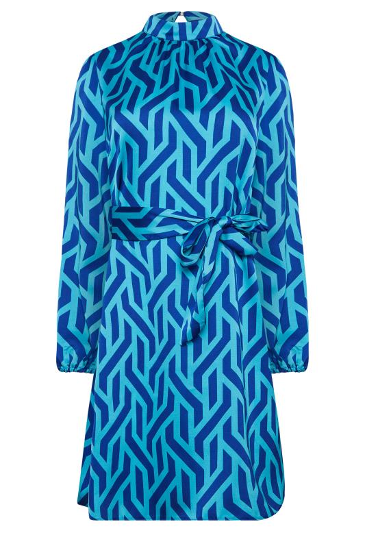 M&Co Blue Geometric Print Satin Tunic Blouse | M&Co  7