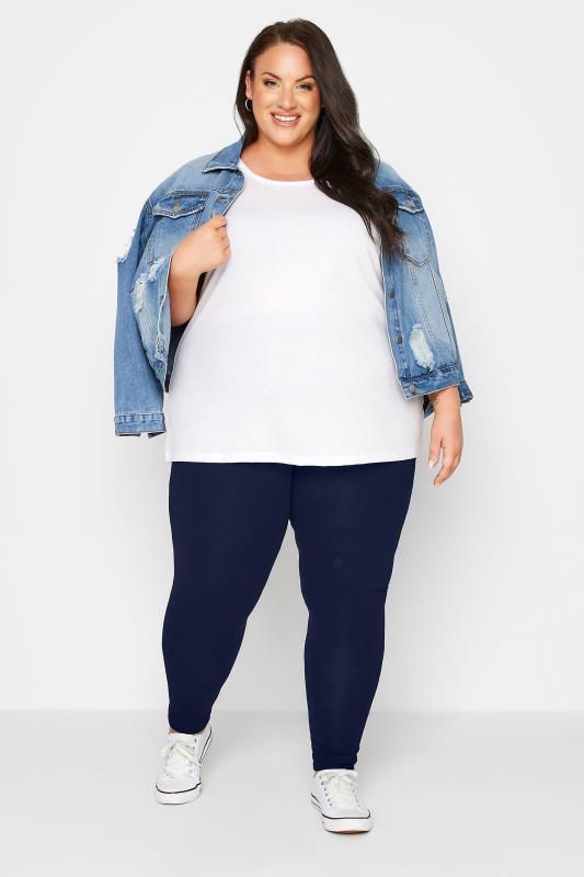 Plus Size Navy Blue Soft Touch Leggings | Yours Clothing 8