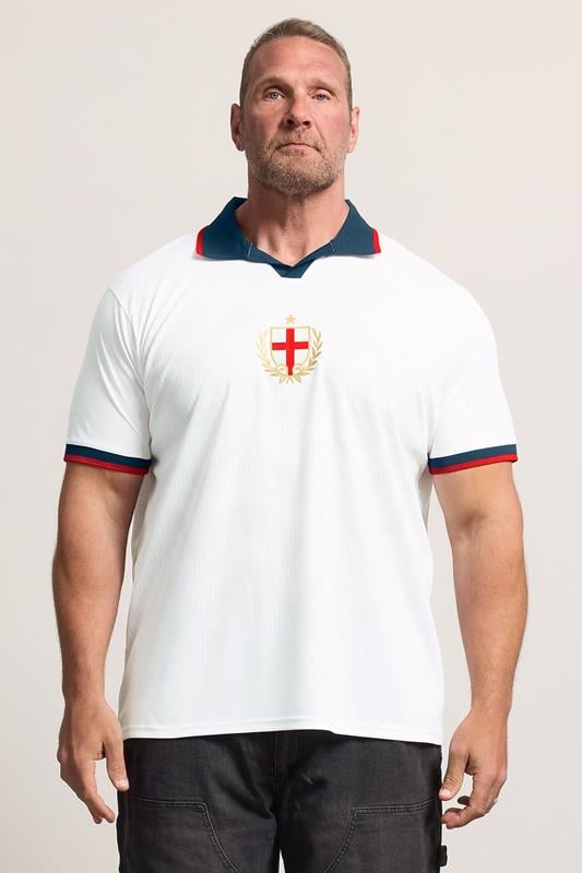 BadRhino Big & Tall White England Football Polo Shirt | BadRhino 1
