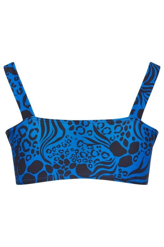 YOURS Plus Size Cobalt Blue Mixed Animal Print Bikini Top | Yours Clothing 8