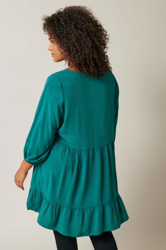 Evans Jade Green Tiered Frill Hem Tunic Top 4