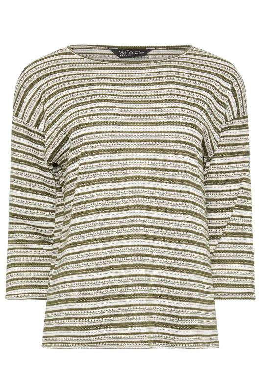 M&Co Petite Khaki & Ivory Pleated Hem Stripe Top | M&Co 5