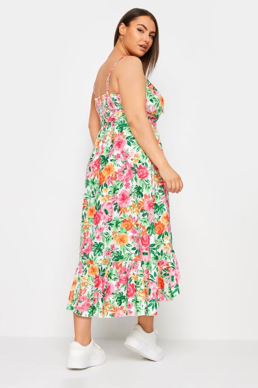 YOURS Plus Size White Floral Print Frill Hem Dress | Yours Clothing 4