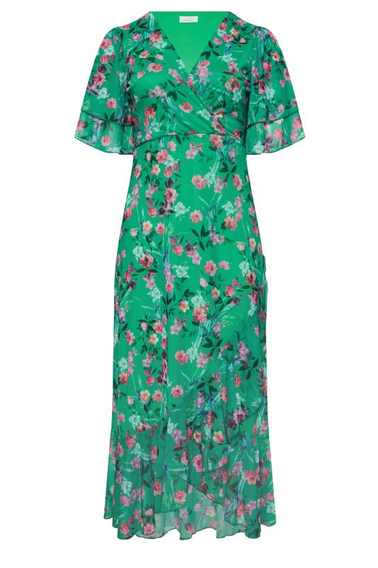 YOURS LONDON Plus Size Green Floral Print Wrap Maxi Dress | Yours Clothing 5