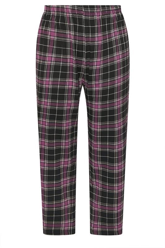 YOURS Plus Size Black Check Wide Leg Pyjama Bottoms | Yours Clothing 6