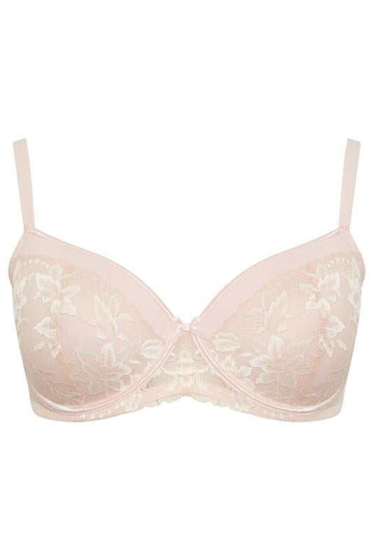 YOURS Curve Light Pink Lace Padded T-Shirt Bra